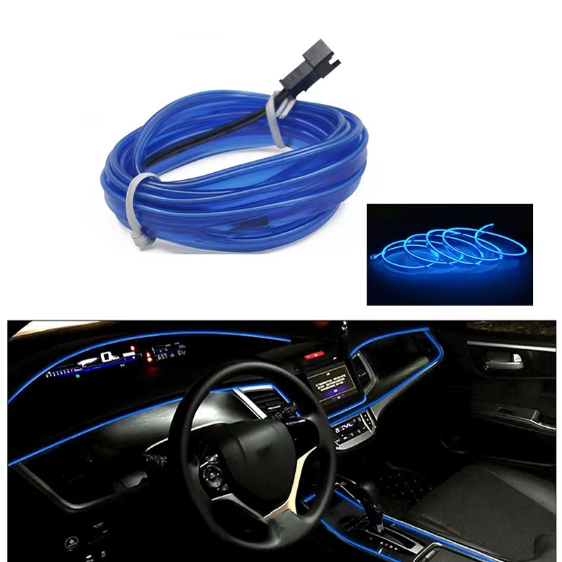 10M/1M/3M/5M Car Interior Led Decorative Lamp Wiring Neon Strip for Auto DIY Flexible Ambient Light USB Party Atmosphere Diode