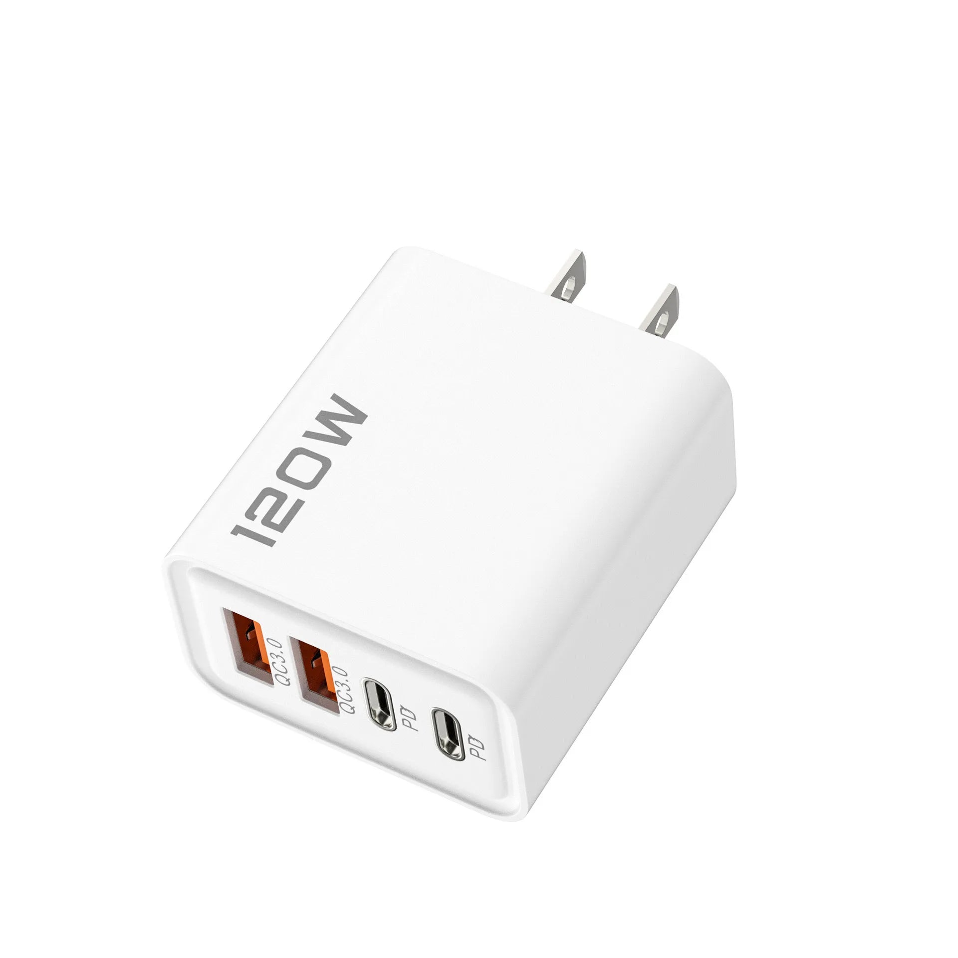 Quick Charge 3.0 Fast Charger Muti Total 120W 4 Port USB Type C PD Mobile Phone Wall Adapter for Iphone 16 Samsung S24 Xiaomi 15