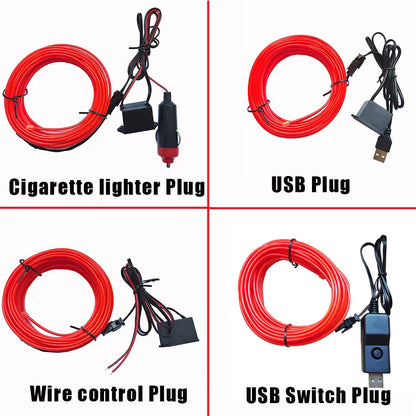 10M/1M/3M/5M Car Interior Led Decorative Lamp Wiring Neon Strip for Auto DIY Flexible Ambient Light USB Party Atmosphere Diode