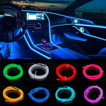 10M/1M/3M/5M Car Interior Led Decorative Lamp Wiring Neon Strip for Auto DIY Flexible Ambient Light USB Party Atmosphere Diode